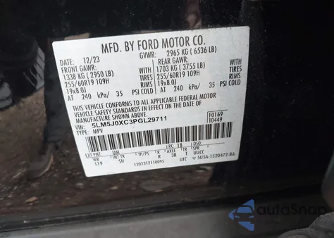 2023 Lincoln Aviator Livery z USA, uszkodzony, nr VIN 5LM5J0XC3PGL29711